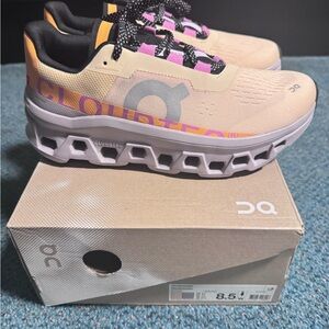 On Running Sneakers with Pink and Beige Accents